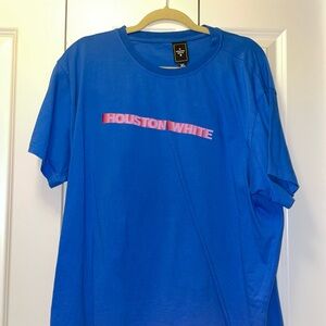 Houston White Target Mens T-Shirt XL Blue Pink